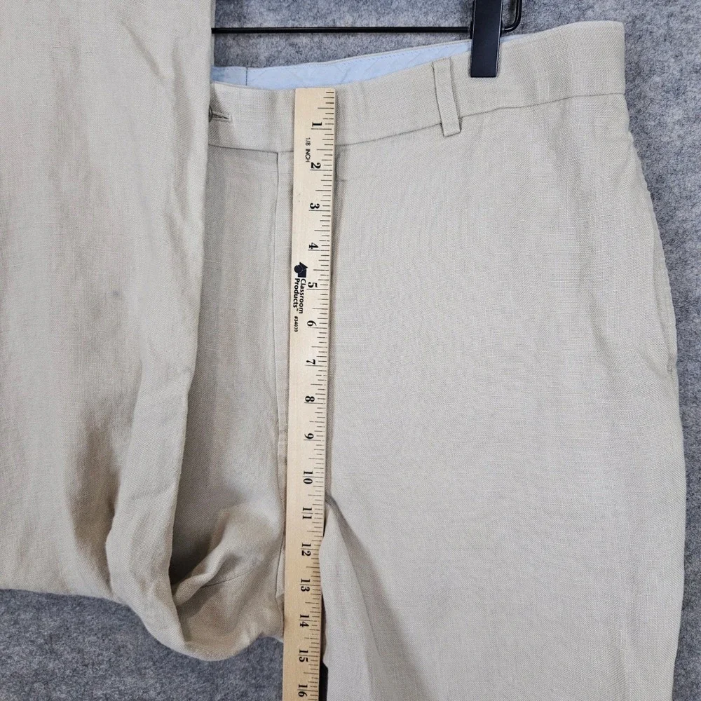 Brooks Brothers Men's Beige 100% Linen Madison Pants 38x34‎ (ACTUAL 35x30) SPOTS